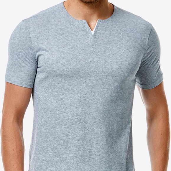 Notched Neck Short Sleeve Tee - Picture 1 of 6